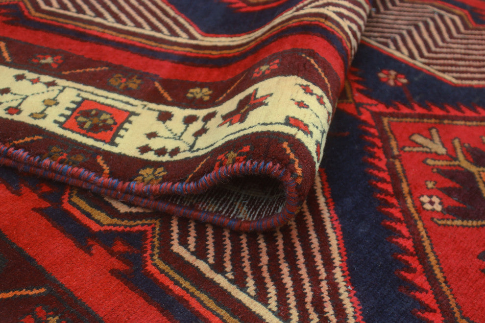 Fine Vintage Distressed Attila Red/Beige Runner, 3'10x13'2