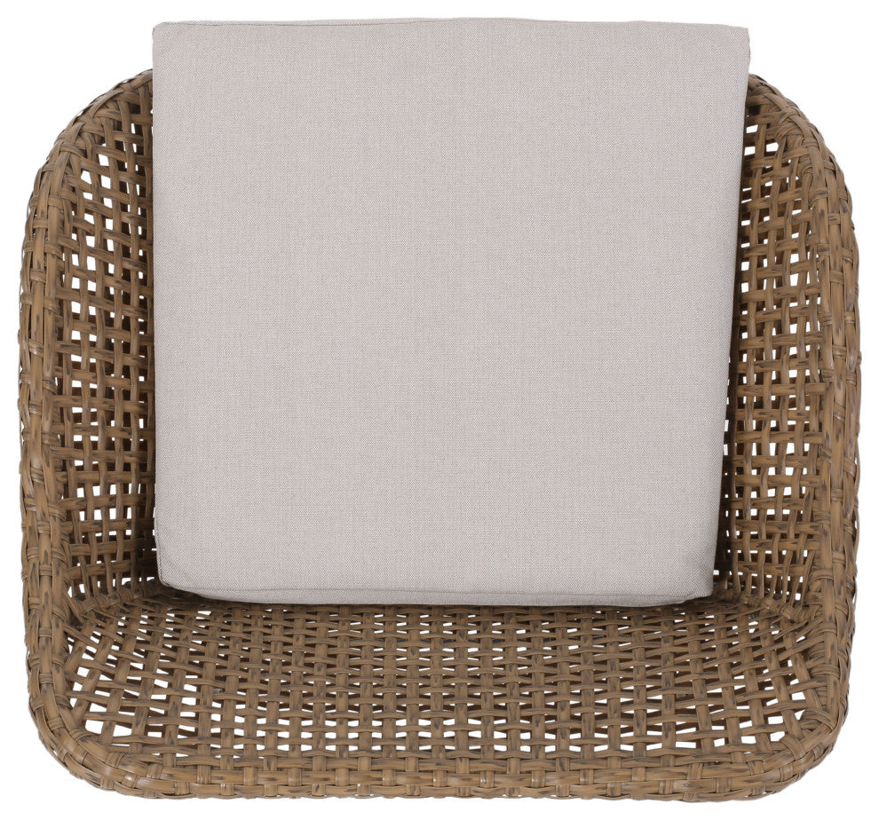 Pondway Outdoor Wicker/Iron Barstools, Set of 2, Beige/Light Brown/Black