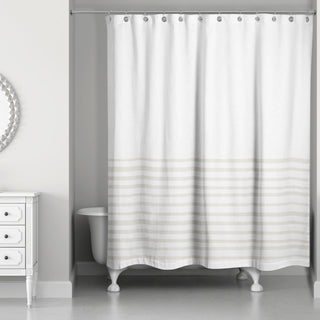 Textured Beige Stripes 71x74 Shower Curtain