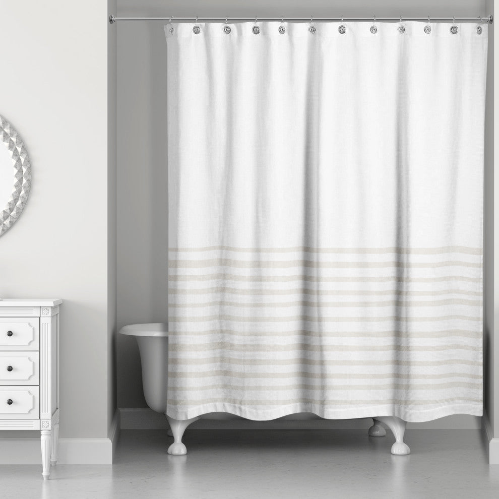 Textured Beige Stripes 71x74 Shower Curtain