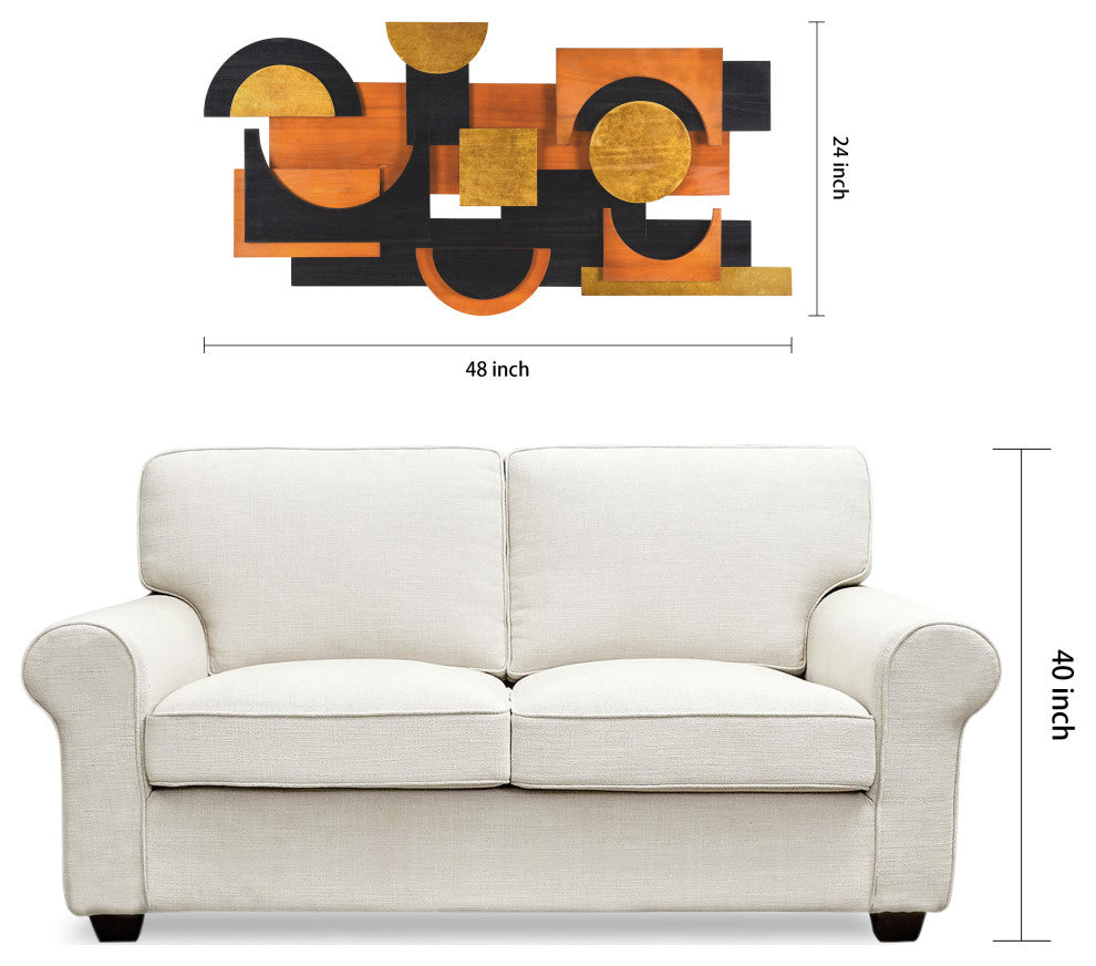 "Amber Embraces I" Hand Made Wood Abstracts Wall Art, Ap-101b-4824-01