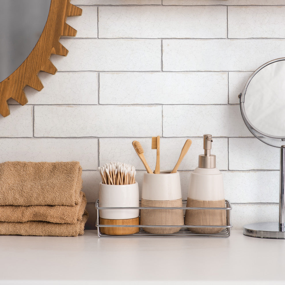 Crackle Cream Ceramic Wall Tile, White