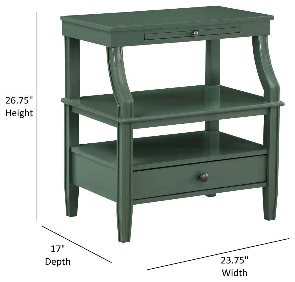 Newton Antique White Storage Nightstand, Vintage Green