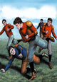Ball Carrier Eludes The Defender - Framed Paper Poster 20" x 30"