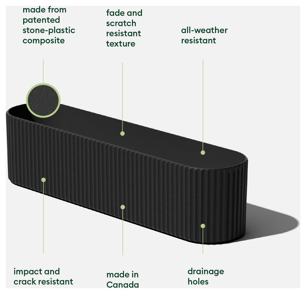 Veradek Demi Series Window Box 36" Planter, Black, 36 Inch, 2 Pack