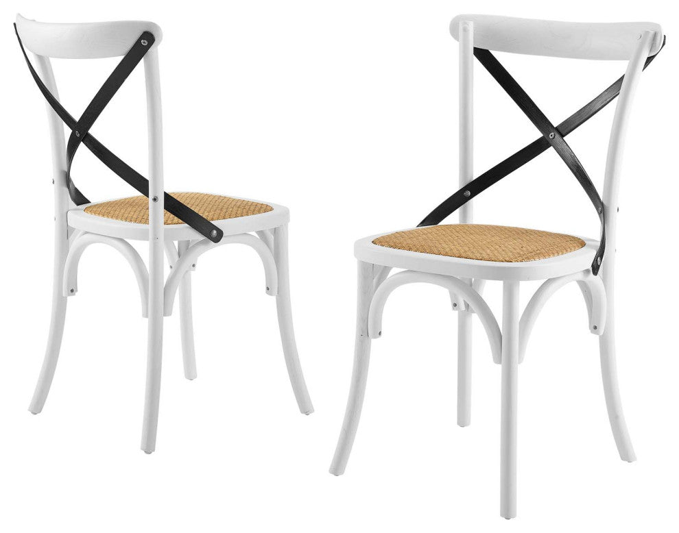 Side Dining Chair, Set of 2, Wood, White Black, Modern, Cafe Bistro Restaurant