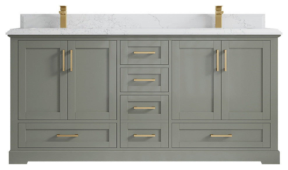 Boston 72 Double Sink Bath Vanity in Evergreen 1.5" Empira Quartz