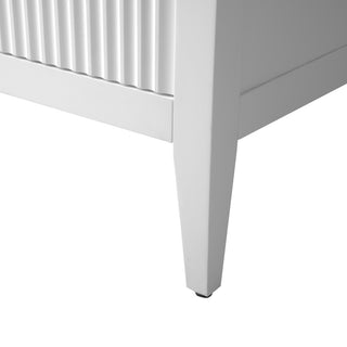 Vanity Art 21" Freestanding Linen Cabinet, Linear White, Matte Black Handle