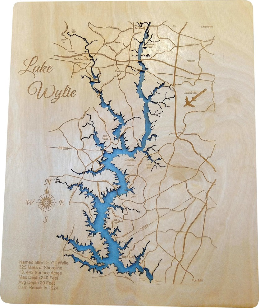 Lake Wylie, South Carolina-Wood Lake Map, Small Standout