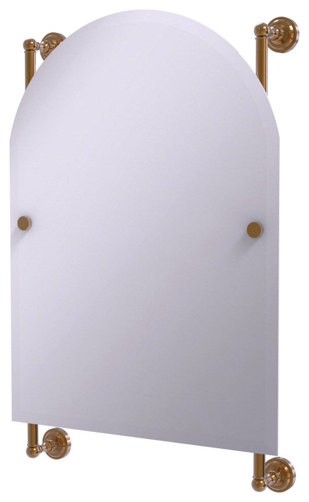 Dottingham Arched Top Frameless Rail Mounted Mirror, Brushed Bronze