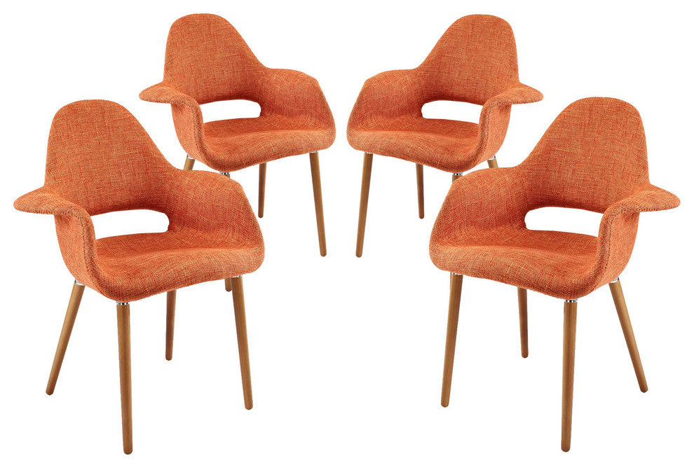 Modern Orange Aegis Dining Armchair Set of 4