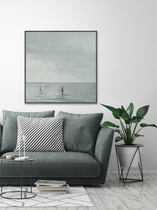 "Paddle Boarding Fun" Floater Framed Painting Print on Canvas, 48"x48"