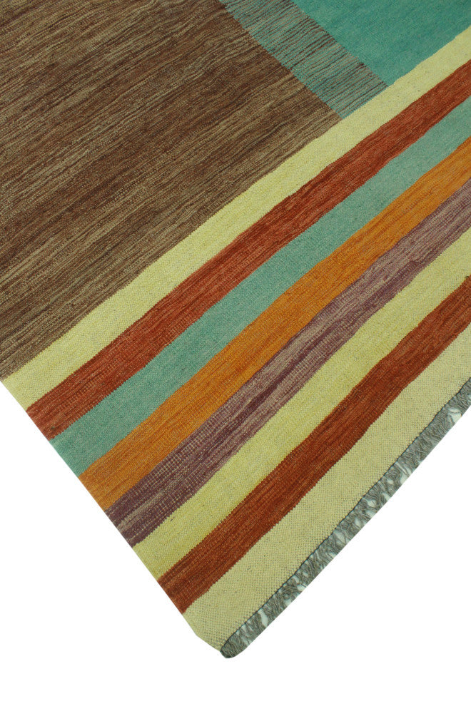 Winchester Flatweave Loren Blue/Brown Rug, 9'2 x 11'10