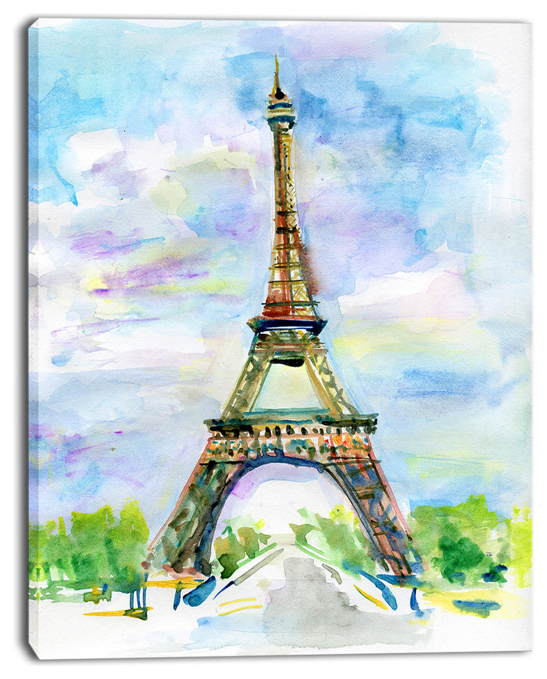 "Eiffel Tower against Blue Sky" Canvas Print, 12"x20"