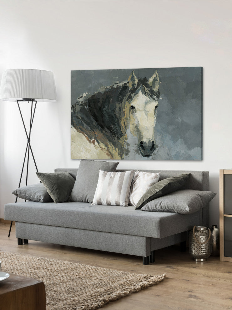 "Dark-Haired Horse" Painting Print on Wrapped Canvas, 60"x40"