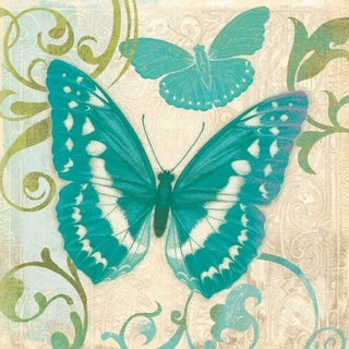 "Teal Butterfly" Painting Print on Wrapped Canvas