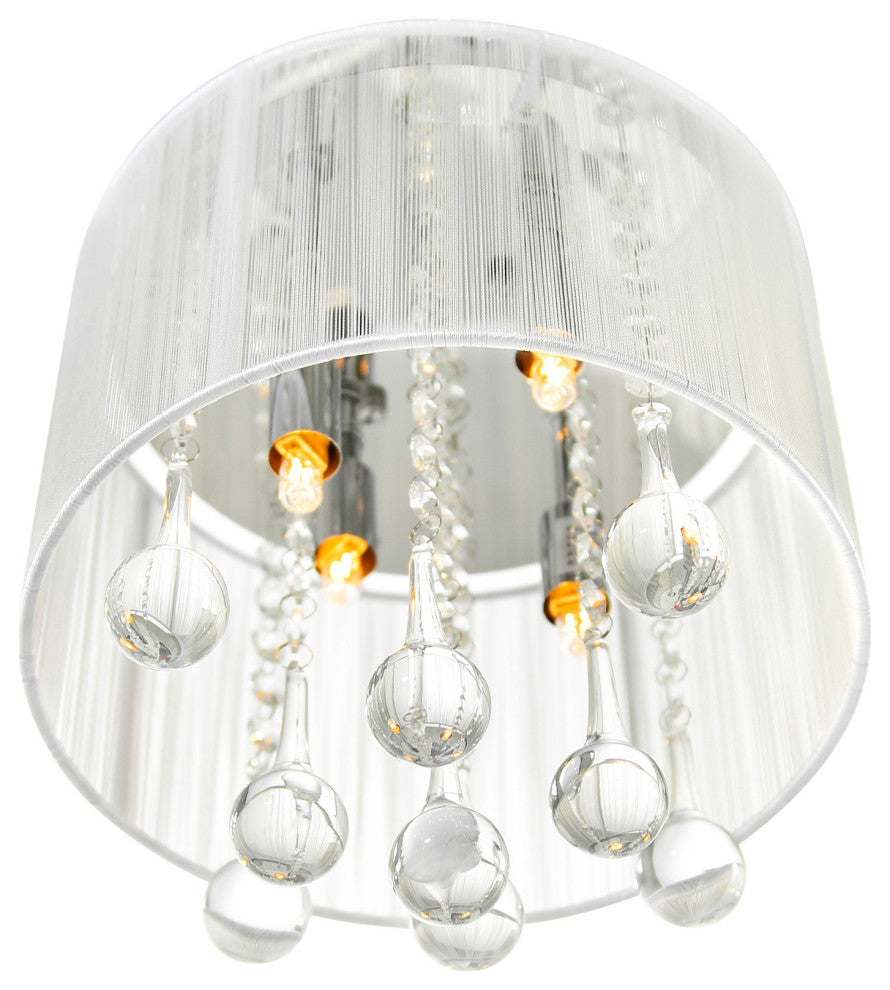 Water Drop 4 Light Drum Shade Flush Mount With Chrome Finish