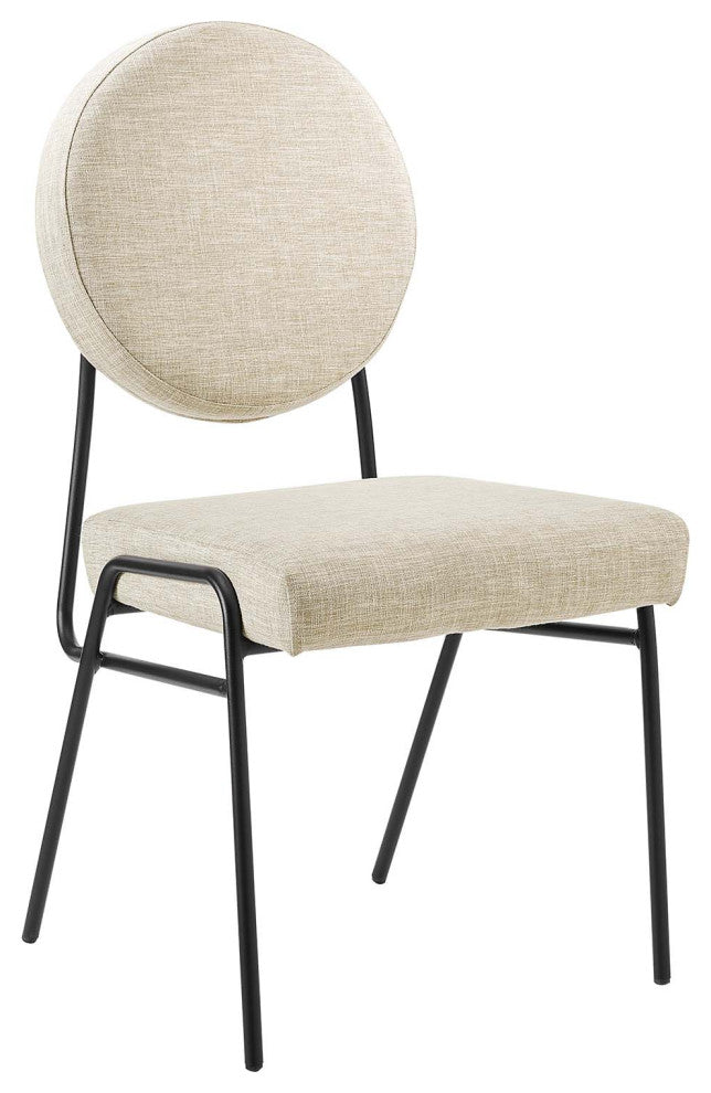 Craft Upholstered Fabric Dining Side Chairs, Set of 2, Black Beige