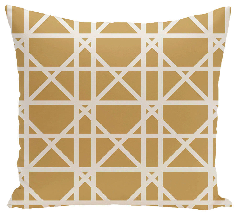 Trellis Geometric Print Pillow, Gold, 16"x16"