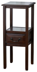 GDF Studio Noah Acacia Wood Accent Table With Bottom Drawer, Brown Mahogany