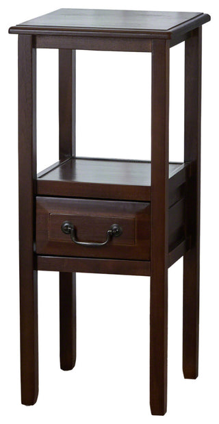 GDF Studio Noah Acacia Wood Accent Table With Bottom Drawer, Brown Mahogany