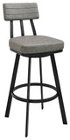 Jinab Swivel Bar Stool in Black Metal with Grey Faux Leather