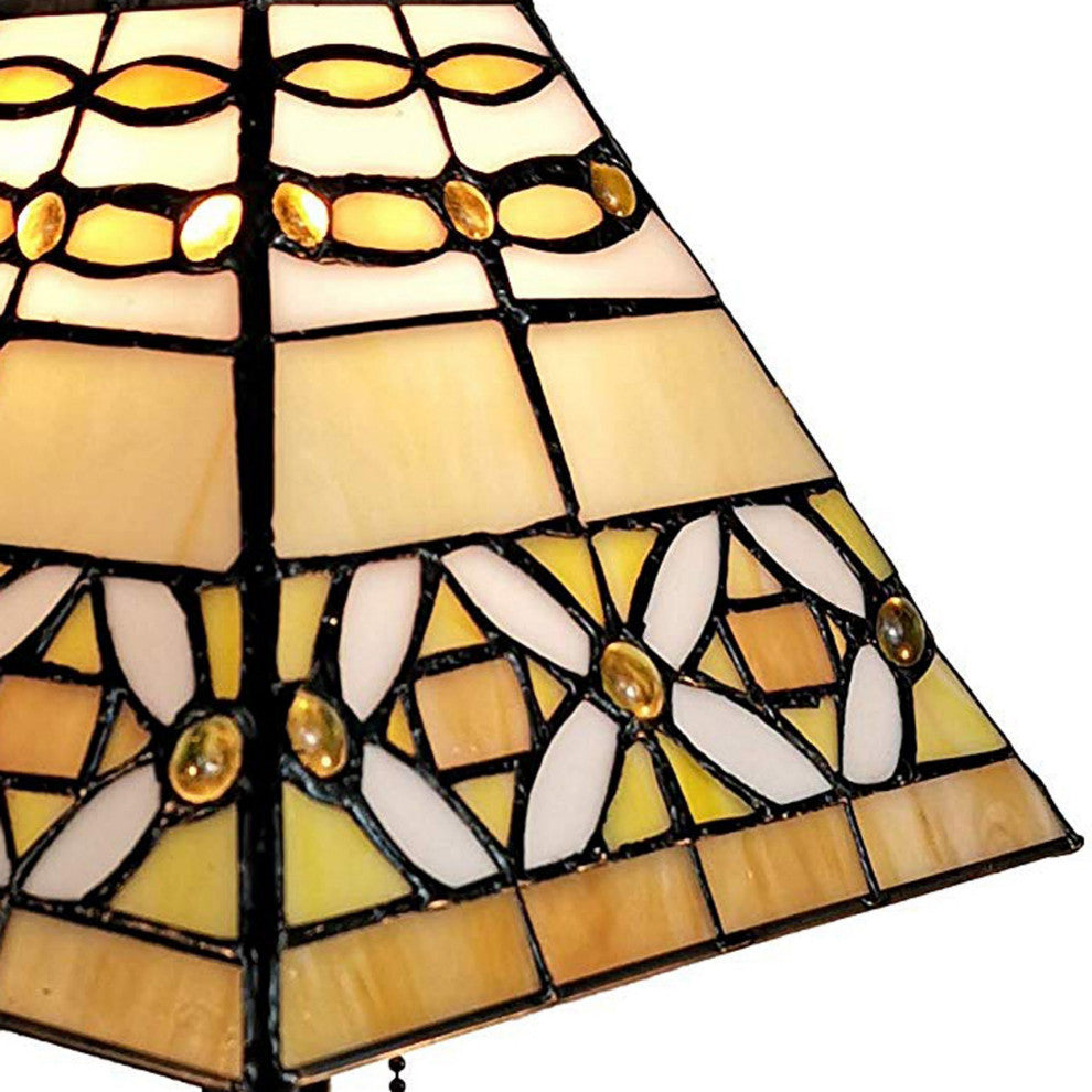 Amora Lighting Tiffany Style AM207TL08B Mission Jeweled Table Lamp 8 Inches Wide