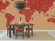1-World Text Map Wall Mural, Red Wine, Wallpaper, 8 panel, 142x76"