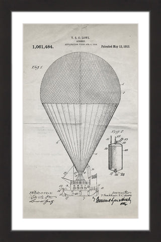 "Airship 1913 Old Paper" Framed Painting Print