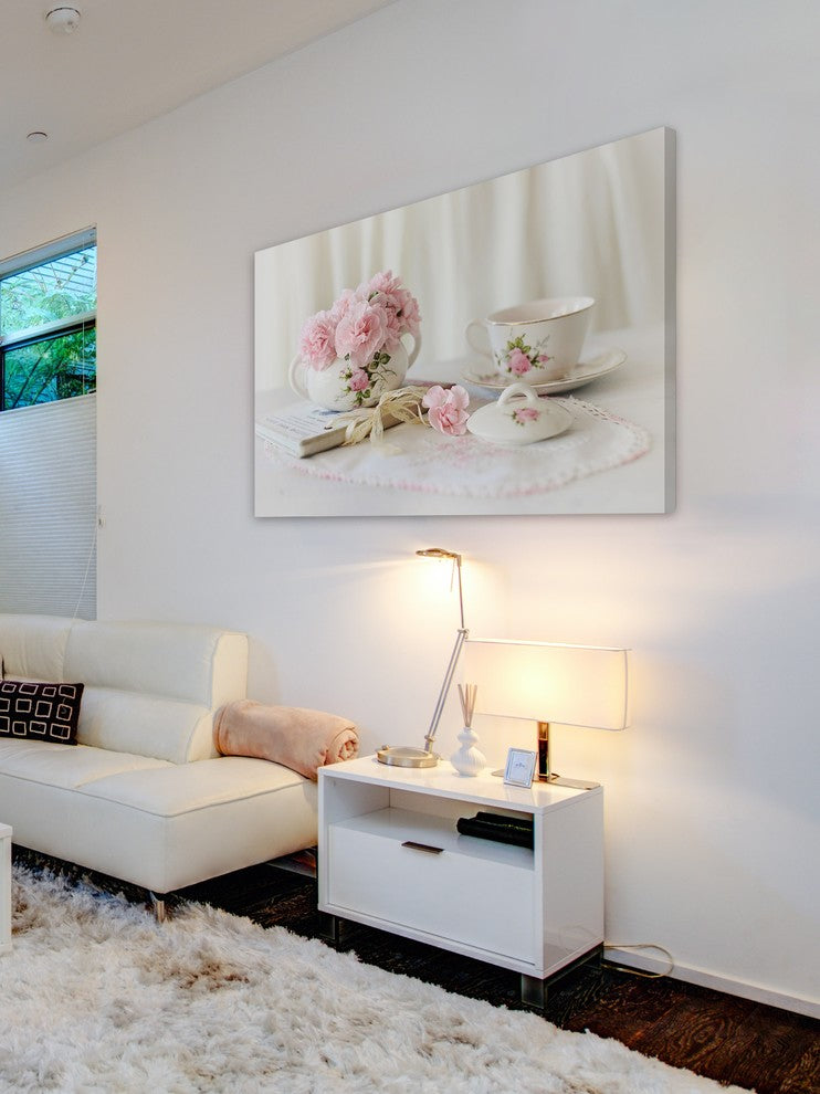"Pink Tea Party" Painting Print on Wrapped Canvas