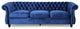 GDF Studio Vita Chesterfield Tufted Jewel Toned Velvet Sofa With Scroll Arms, Navy Blue