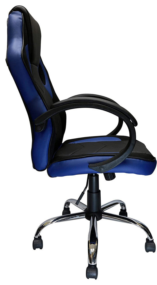 Reclining Racing Game Chair with Back Tilt and Armrest (BLUE)