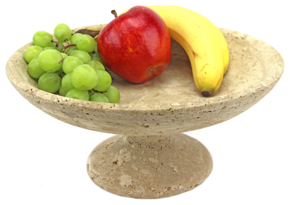Travertine Marble Footed Centerpiece Bowl, 16"x7.5"
