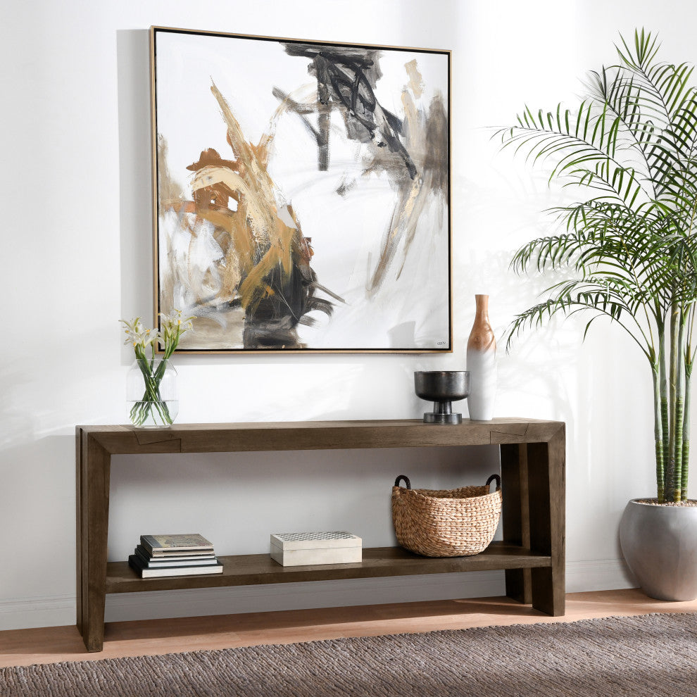 Troy Oak Console Table, Antique Brown