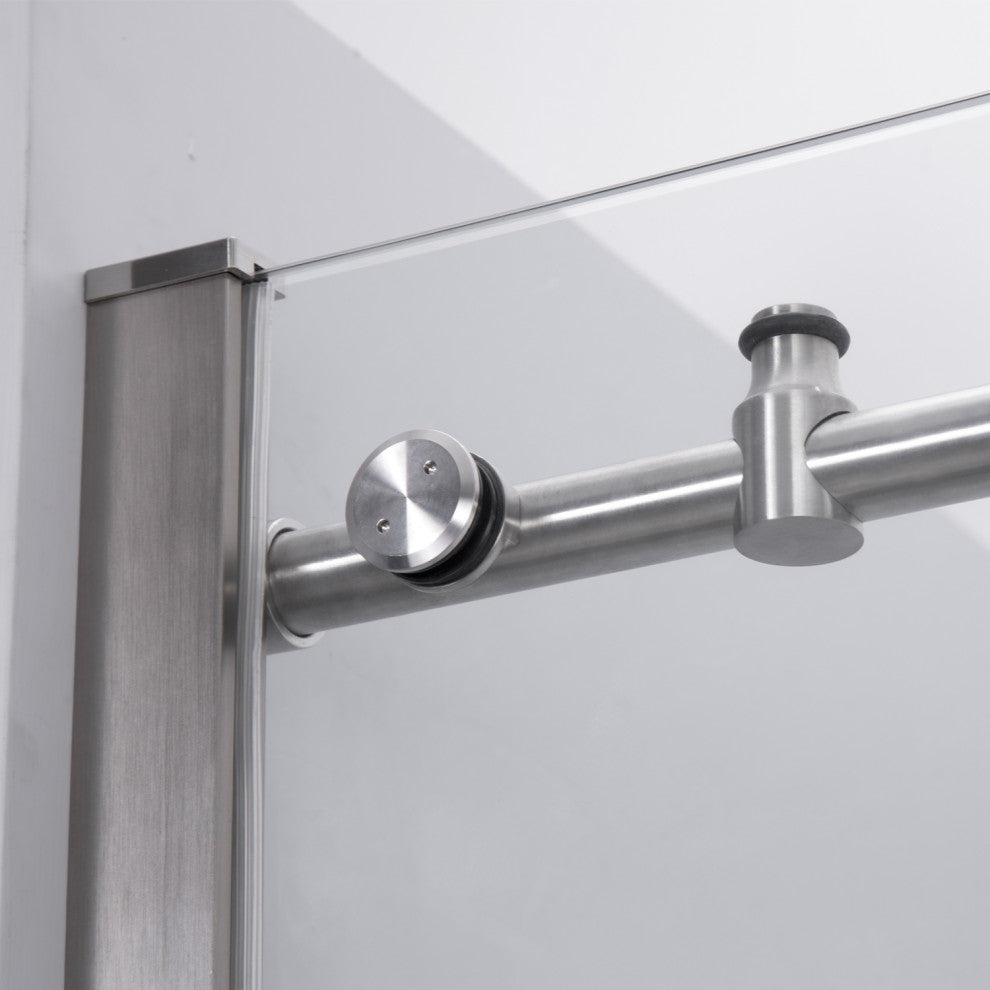 Massa Single Sliding Frameless Shower Door, Brushed Nickel, 48"x76"