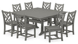 Chippendale 9-Piece Farmhouse Trestle Dining Set, Slate Grey