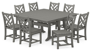 Chippendale 9-Piece Farmhouse Trestle Dining Set, Slate Grey