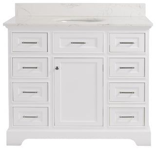 Aria 42" Bathroom Vanity, White, Engineered Marble