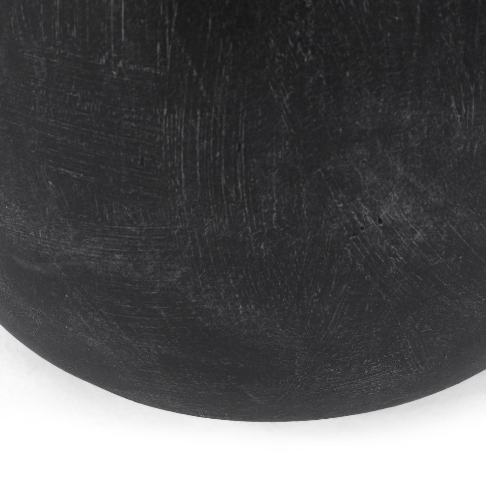 Akin Outdoor Lightweight Concrete Side Table, Matte Black
