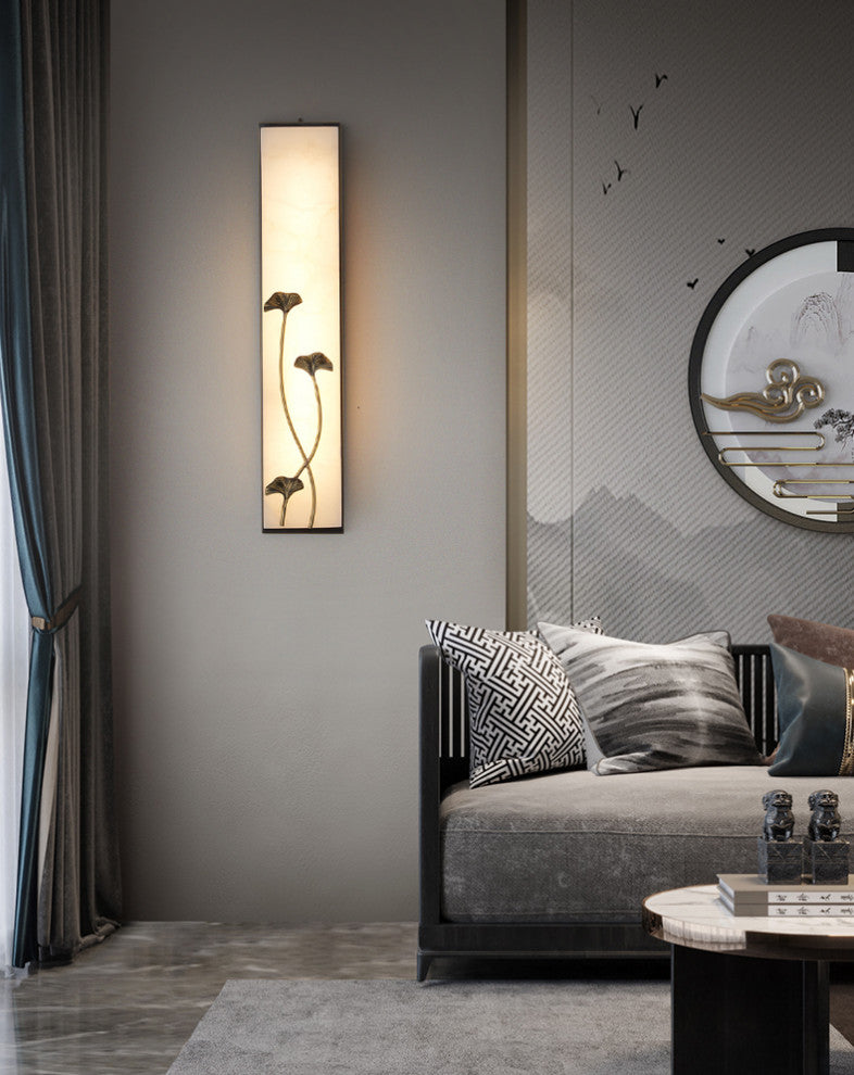 Creative Marble Wall Lamp in Chinese Style for Living Room, Bedroom, Ginkgo