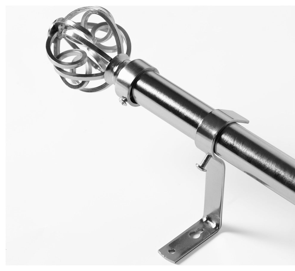 Modern Orb Extendable Metal Rod Set, 52" 144", Nickel