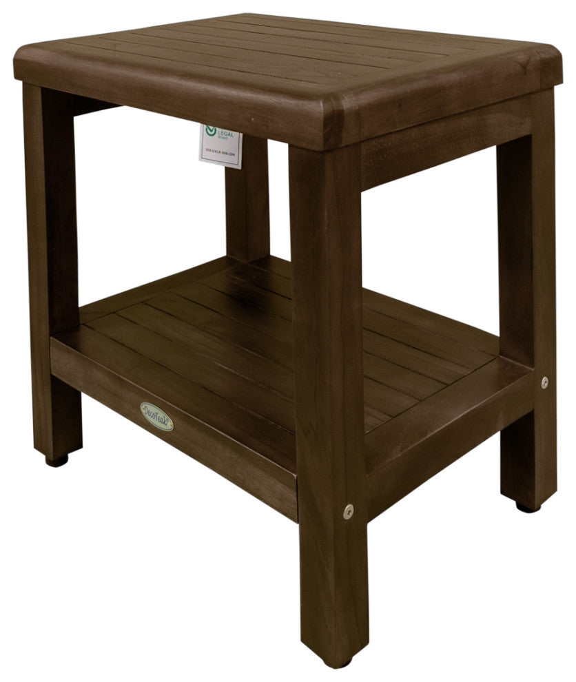 DecoTeak Classic 18" Teak Shower Bench With Shelf