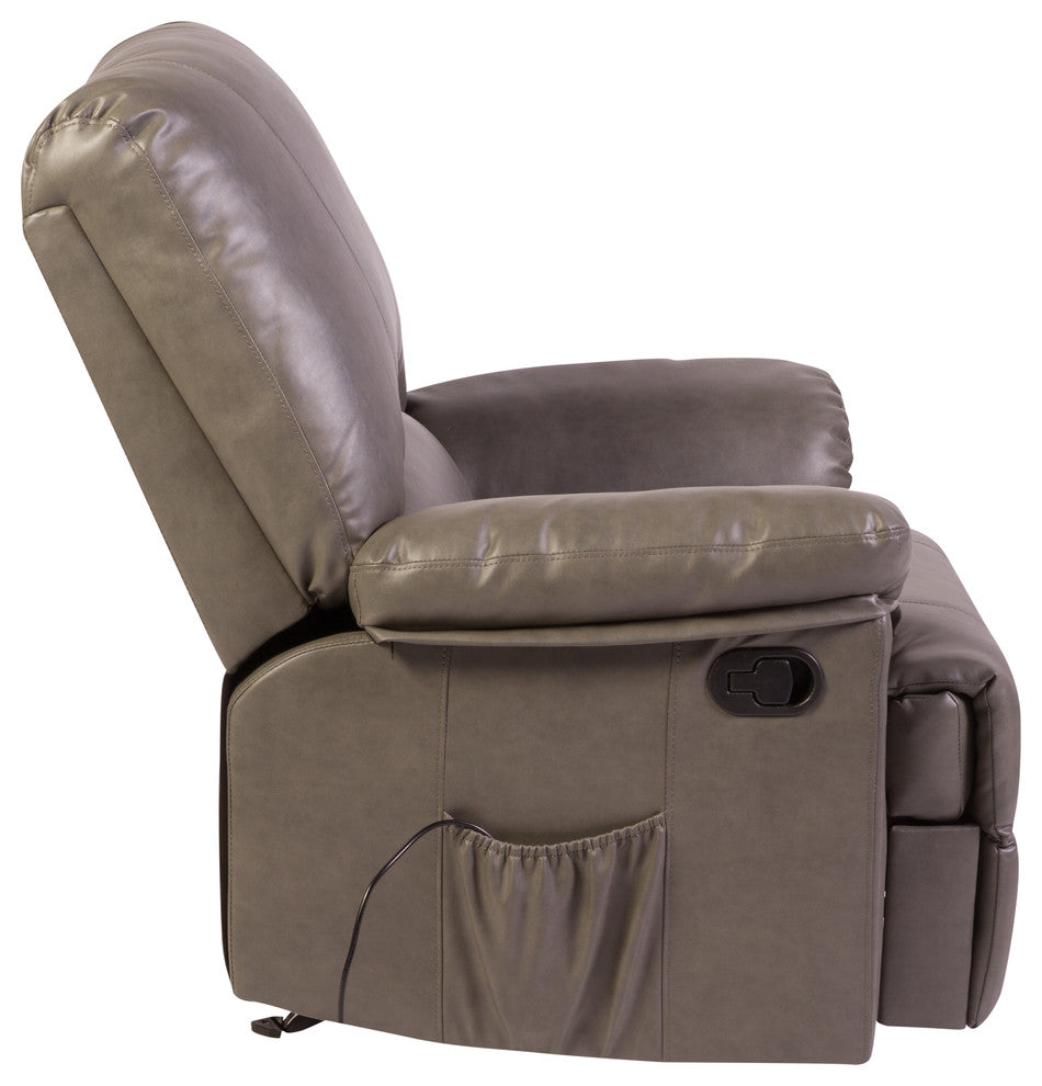 Relaxzen Reynolds Rocker Recliner With Heat and Massage, Grey