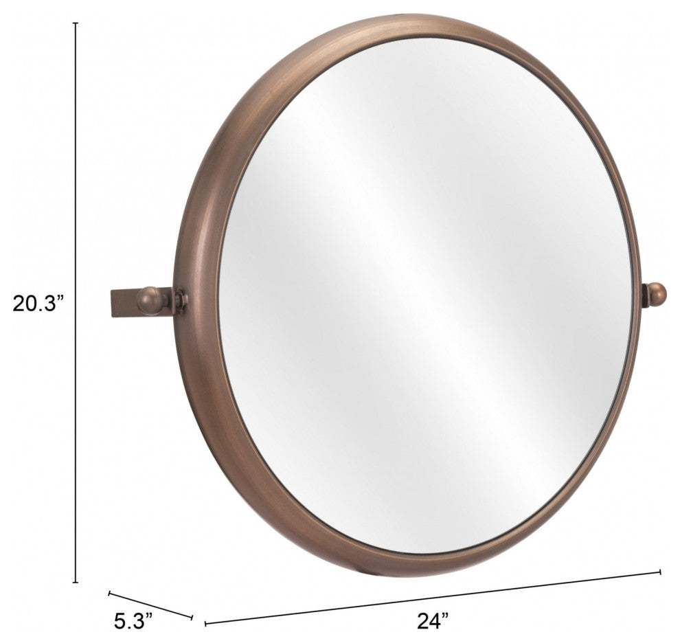 Industrial Gold Round Mirror