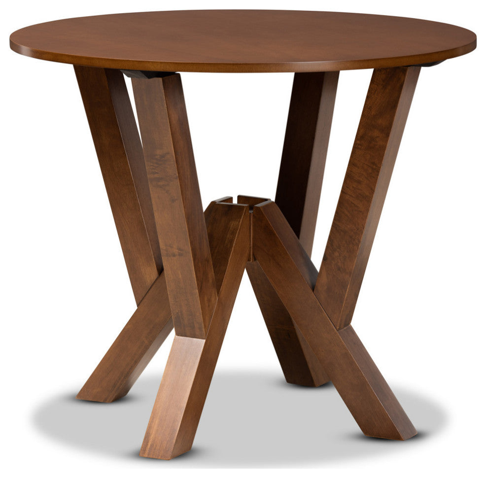 Alisa Walnut Brown 35" Wide Round Wood Dining Table
