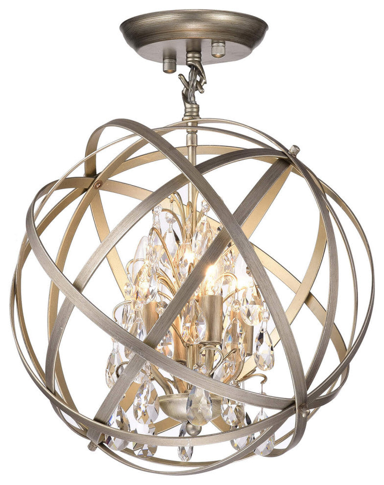 Chloe 4-light Globe Crystal Semi-Flush Mount