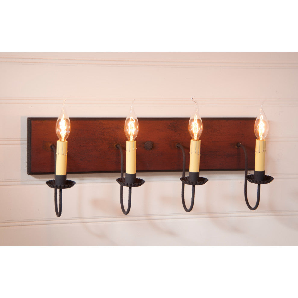 Four Arm Vanity Light, Hartford Red With Black Stripe