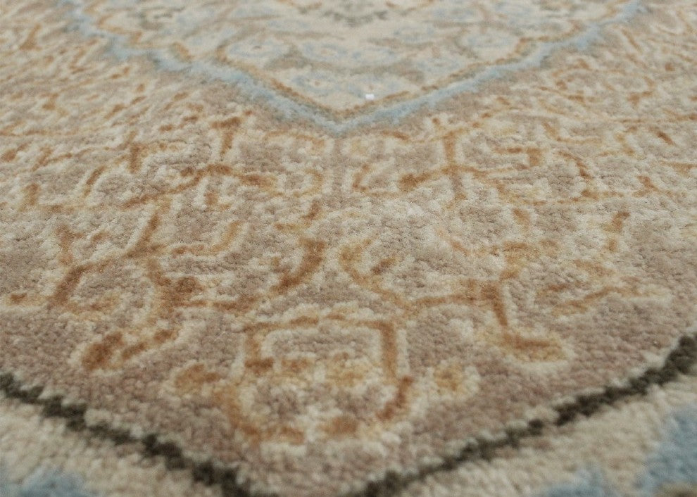 Turkish-Knotted Hammad Light Blue Rug, 4'1x5'11