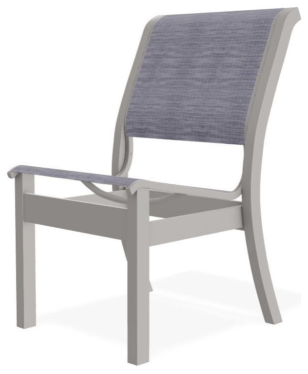 Leeward Sling Stackable Outdoor Dining Chair, Brooks/Warm Gray