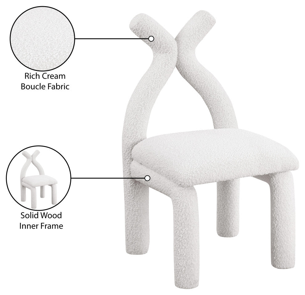 Xena Boucle Fabric Upholstered Accent/Dining Chair, Cream